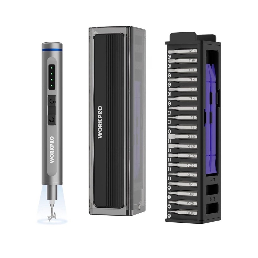 WORKPRO 3.7V 42-in-1 Electric Precision Screwdriver Set W121074AE S2 Steel Bits